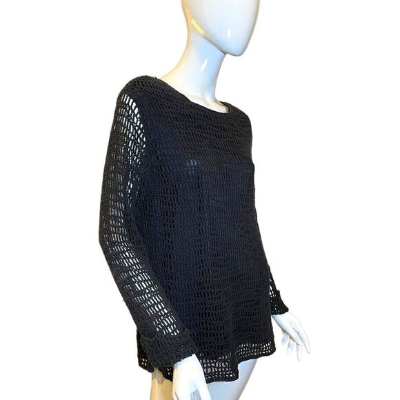 Vintage Crochet Long Sleeve Sweater Black Large - Picture 11 of 16